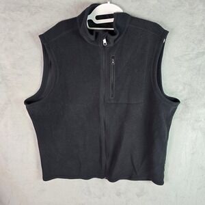 Duluth Trading Co Mens XL Black Fleece Full Zip Vest Mock Neck RN106803